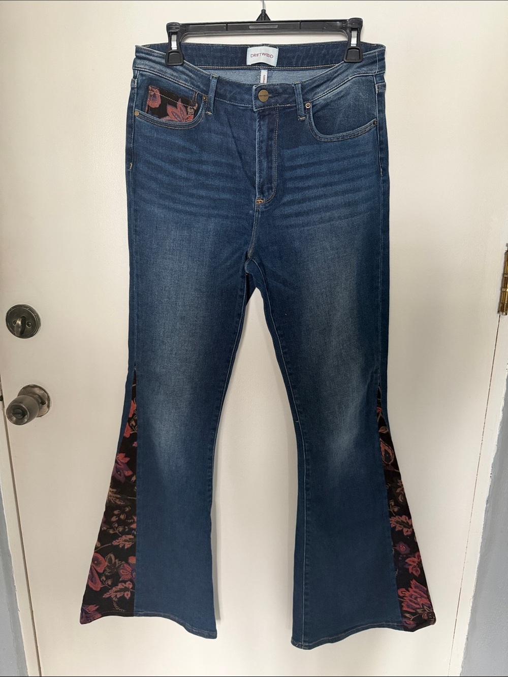 Driftwood Farrah Floral Inset Flare Jeans - Size 30 L33 - Boho Festival